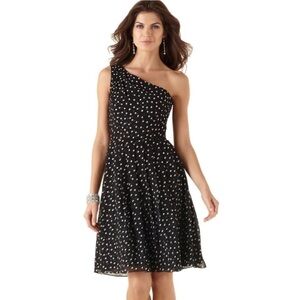 White House Black Market | One Shoulder Polkadot Dress